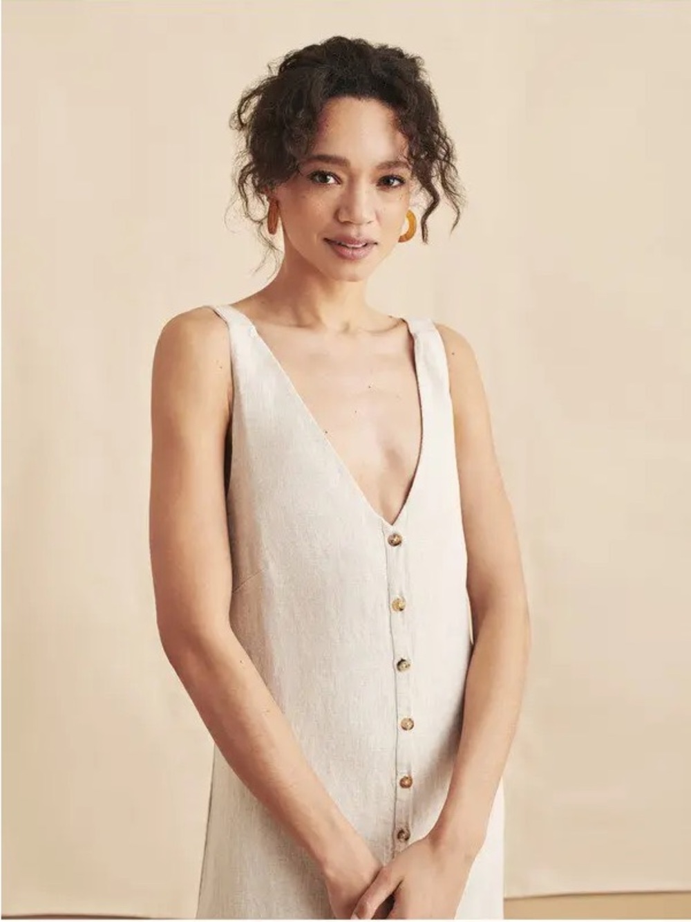 Splendid button down linen dress